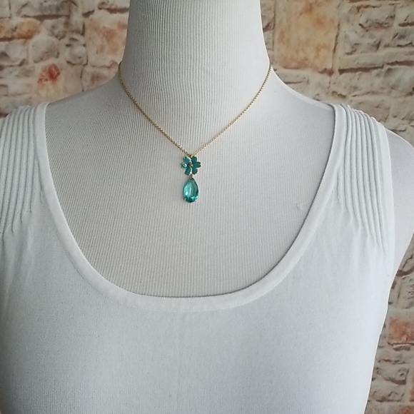 New kate spade Blue Stone Flower Pendant - Picture 2 of 9